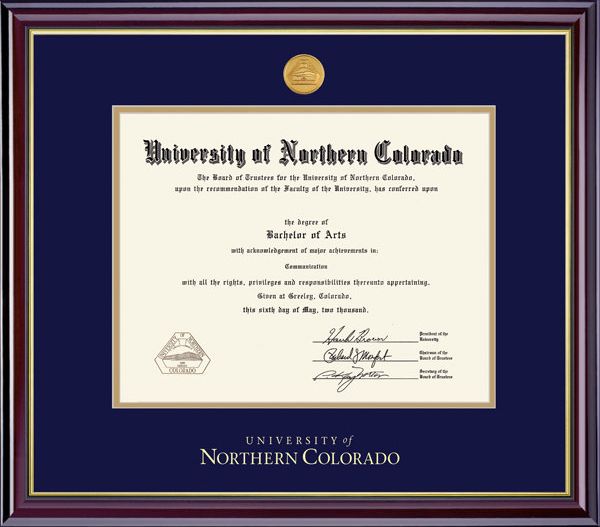 University of Northern Colorado Windsor Medallion Diploma Frame