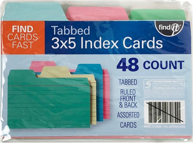 TAB INDEX CARD ASST 3x5 48PK